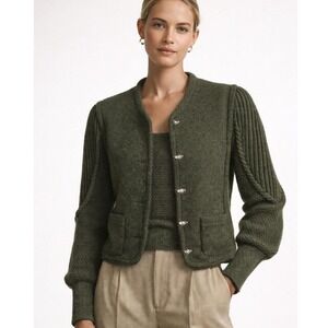 Geiger Pure Wool Austrian Trachten Cardigan Green EU 36